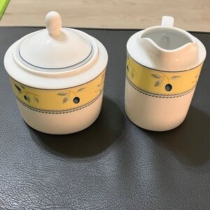 Royal Doulton Yellow and Blue Creamer and Sugar Set